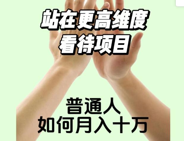 2023最火项目：站在更高维度看待项目，普通人如何月入十万【揭秘】-晟哥学社资源库