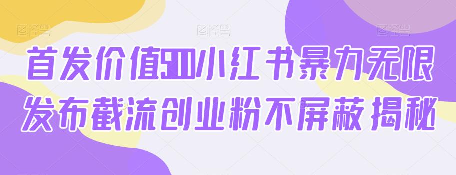 首发价值5100小红书暴力无限发布截流创业粉不屏蔽揭秘-晟哥学社资源库