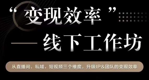 变现效率线下工作坊，从‮播直‬间、私域、‮视短‬频‮个三‬维度，升级IP和团队变现效率-晟哥学社资源库