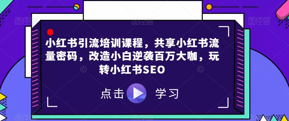 小红书引流培训课程，共享小红书流量密码，改造小白逆袭百万大咖，玩转小红书SEO-晟哥学社资源库