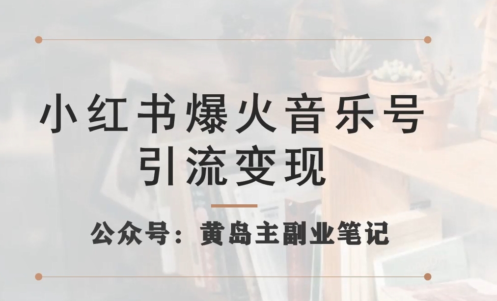 小红书爆火音乐号引流变现项目，视频版一条龙实操玩法分享给你-晟哥学社资源库