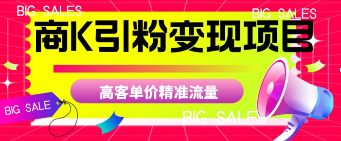 商K引粉变现项目，高客单价精准流量【揭秘】-晟哥学社资源库