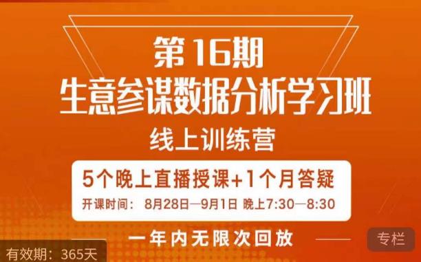 宁静·生意参谋数据分析学习班，解决商家4大痛点，学会分析数据，打造爆款！-晟哥学社资源库