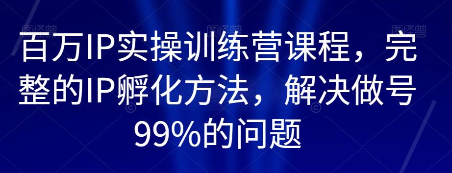 百万IP实操训练营课程，完整的IP孵化方法，解决做号99%的问题-晟哥学社资源库