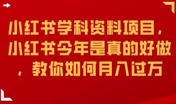 小红书学科资料项目，小红书今年是真的好做，教你如何月入过万【揭秘】-晟哥学社资源库