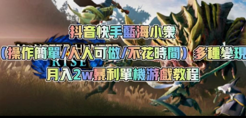 抖音快手蓝海小众（操作简单人人可做不花时间）多种变现月入2w＋暴利单机游戏教程-晟哥学社资源库