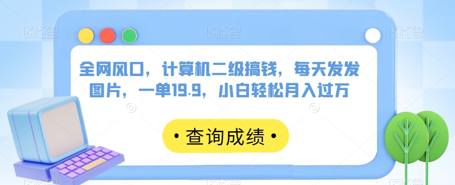 全网风口，计算机二级搞钱，每天发发图片，一单19.9，小白轻松月入过万【揭秘】-晟哥学社资源库