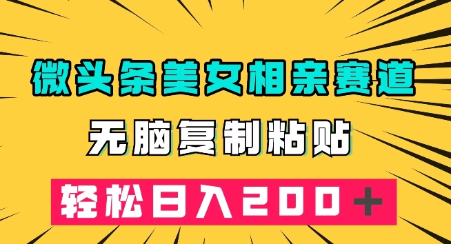 微头条冷门美女相亲赛道，无脑复制粘贴，轻松日入200＋【揭秘】-晟哥学社资源库