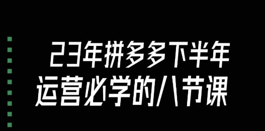 大牙·23年下半年拼多多运营必学的八节课（18节完整）-晟哥学社资源库