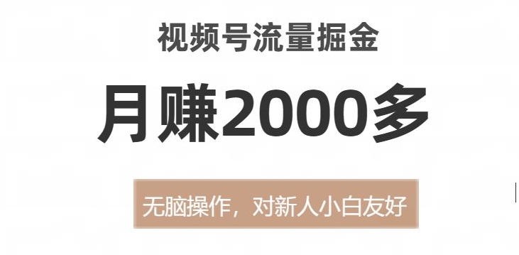 视频号流量掘金，无脑操作，对新人小白友好，月赚2000多【揭秘】-晟哥学社资源库