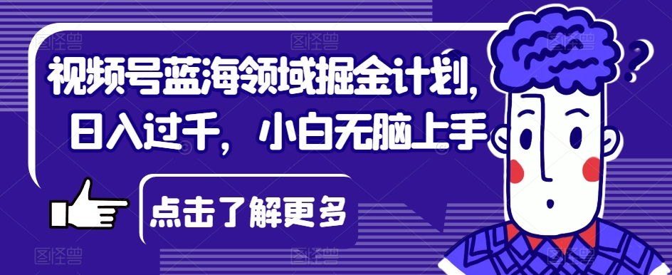 视频号蓝海领域掘金计划，日入过千，小白无脑上手【揭秘】-晟哥学社资源库