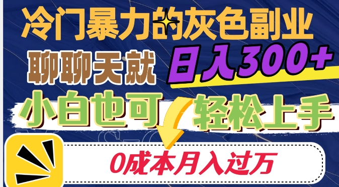 冷门暴利的副业项目，聊聊天就能日入300+，0成本月入过万【揭秘】-晟哥学社资源库