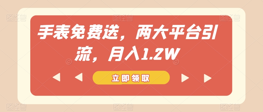 手表免费送，两大平台引流，月入1.2W【揭秘】-晟哥学社资源库