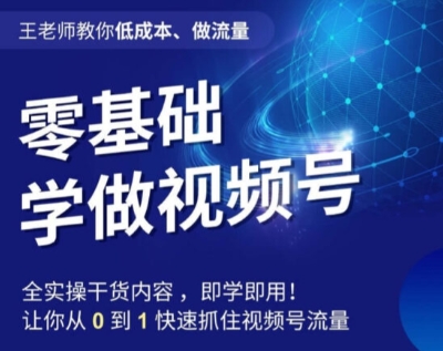 王老师教你低成本、做流量，零基础学做视频号，0-1快速抓住视频号流量-晟哥学社资源库