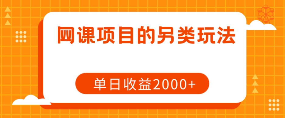网课项目的另类玩法，单日收益2000+【揭秘】-晟哥学社资源库