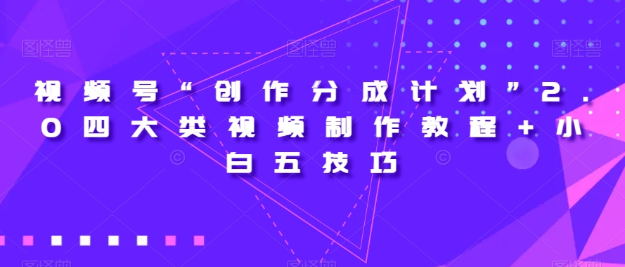 视频号“创作分成计划”2.0四大类视频制作教程+小白五技巧【揭秘】-晟哥学社资源库