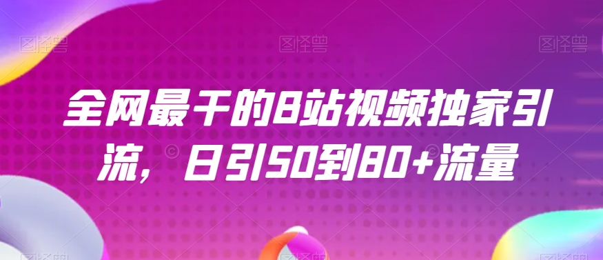 全网最干的B站视频独家引流，日引50到80+流量【揭秘】-晟哥学社资源库
