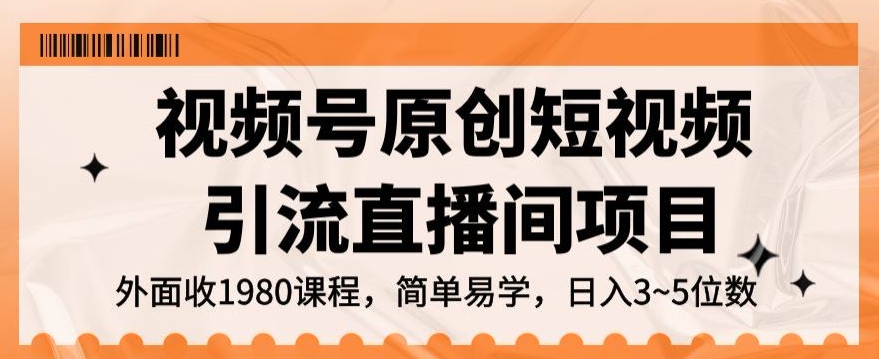 视频号原创短视频引流直播间项目，日入3~5五位数【揭秘】-晟哥学社资源库