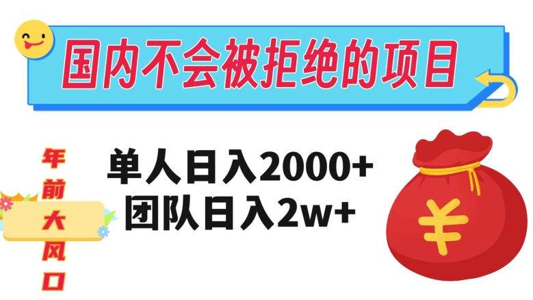 在国内不怕被拒绝的项目，单人日入2000，团队日入20000+【揭秘】-晟哥学社资源库