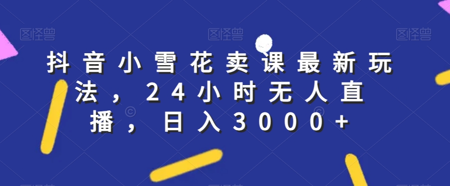 抖音小雪花卖课最新玩法，24小时无人直播，日入3000+【揭秘】-晟哥学社资源库
