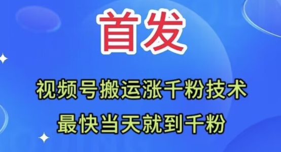 全网首发：视频号无脑搬运涨千粉技术，最快当天到千粉【揭秘】-晟哥学社资源库