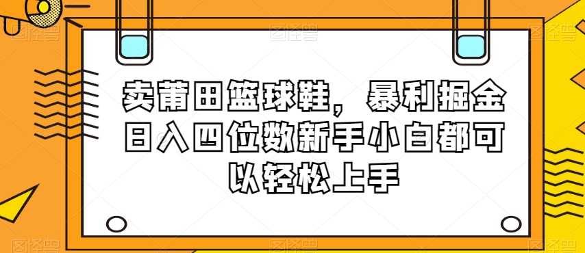 卖莆田篮球鞋，暴利掘金日入四位数新手小白都可以轻松上手【揭秘】-晟哥学社资源库