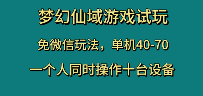 梦幻仙域游戏试玩，免微信玩法，单机40-70，一个人同时操作十台设备【揭秘】-晟哥学社资源库