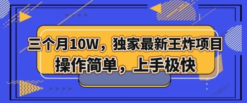 三个月10W，独家最新王炸项目！操作简单，上手极快【揭秘】-晟哥学社资源库