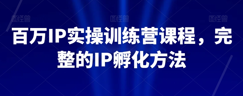 百万IP实操训练营课程，完整的IP孵化方法-晟哥学社资源库
