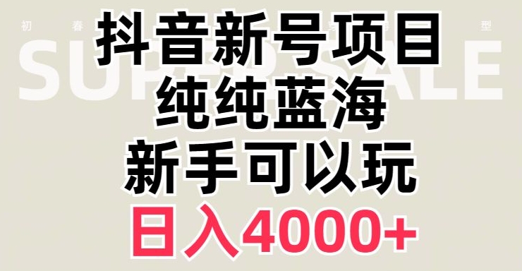 抖音蓝海赛道，必须是新账号，日入4000+【揭秘】-晟哥学社资源库