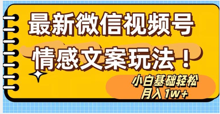 微信视频号情感文案最新玩法，小白轻松月入1万+无脑搬运【揭秘】-晟哥学社资源库