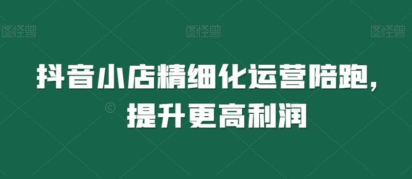 抖音小店精细化运营陪跑，提升更高利润-晟哥学社资源库
