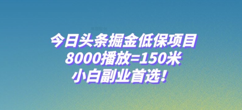 今日头条掘金低保项目，8000播放=150米，小白副业首选【揭秘】-晟哥学社资源库