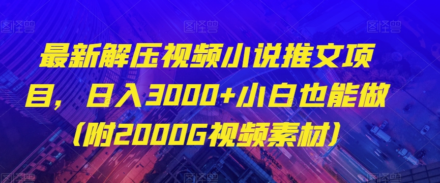 最新解压视频小说推文项目，日入3000+小白也能做（附2000G视频素材）【揭秘】-晟哥学社资源库