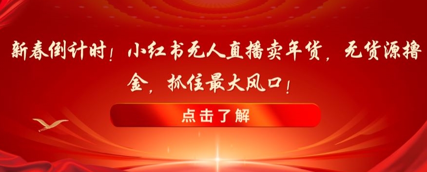 新春倒计时！小红书无人直播卖年货，无货源撸金，抓住最大风口【揭秘】-晟哥学社资源库