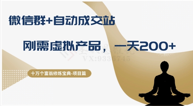 十万个富翁修炼宝典之8.微信群+自动成交站，刚需虚拟产品，一天200+-晟哥学社资源库
