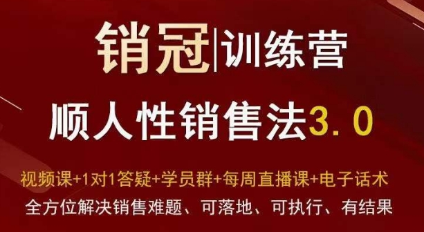 爆款！销冠训练营3.0之顺人性销售法，全方位解决销售难题、可落地、可执行、有结果-晟哥学社资源库