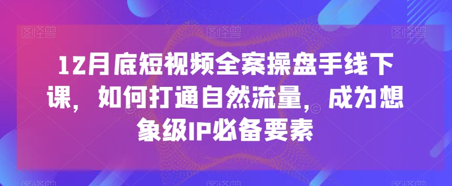 12月底短视频全案操盘手线下课，如何打通自然流量，成为想象级IP必备要素-晟哥学社资源库
