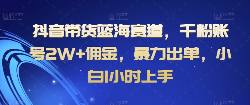 抖音带货蓝海赛道，千粉账号2W+佣金，暴力出单，小白1小时上手【揭秘】-晟哥学社资源库