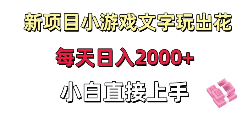新项目小游戏文字玩出花日入2000+，每天只需一小时，小白直接上手【揭秘】-晟哥学社资源库