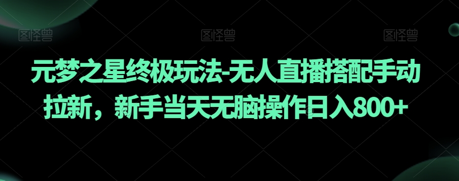 元梦之星终极玩法-无人直播搭配手动拉新，新手当天无脑操作日入800+【揭秘】-晟哥学社资源库