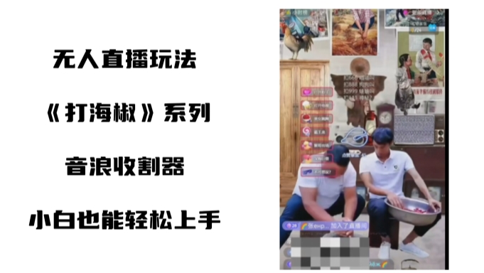 打海椒无人直播整蛊项目，小白轻松上手撸音浪收割器-晟哥学社资源库