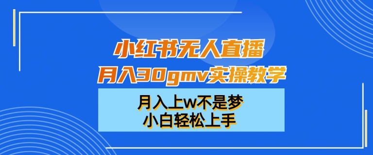 小红书无人直播月入30gmv实操教学，月入上w不是梦，小白轻松上手【揭秘】-晟哥学社资源库