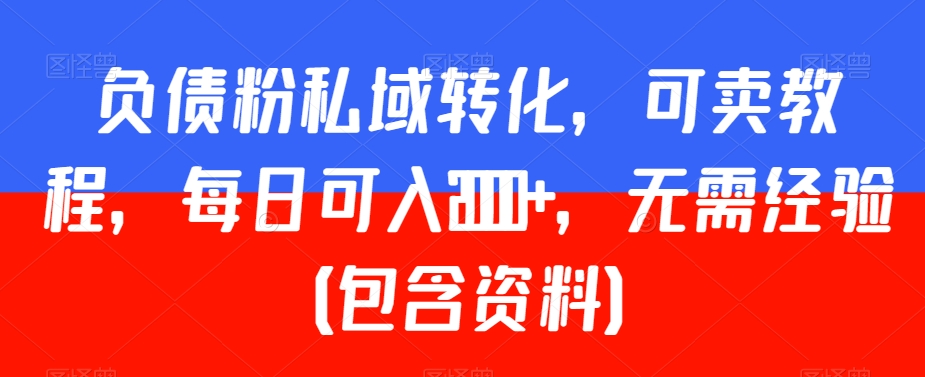 负债粉私域转化，可卖教程，每日可入2000+，无需经验（包含资料）【揭秘】-晟哥学社资源库