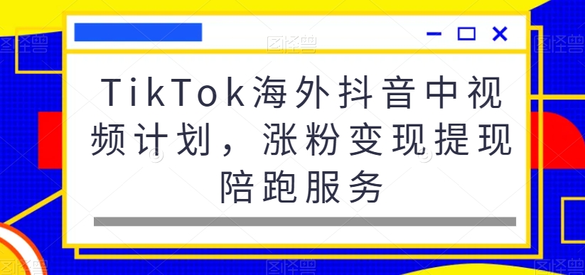 TikTok海外抖音中视频计划，涨粉变现提现陪跑服务-晟哥学社资源库