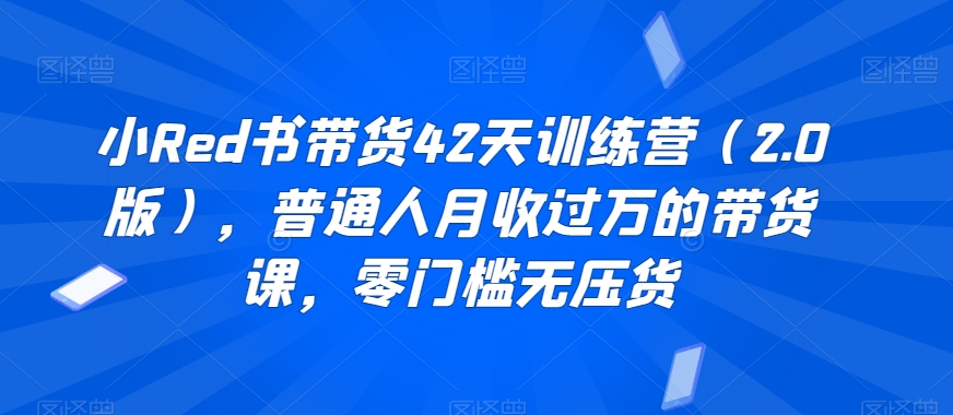 小Red书带货42天训练营（2.0版），普通人月收过万的带货课，零门槛无压货-晟哥学社资源库
