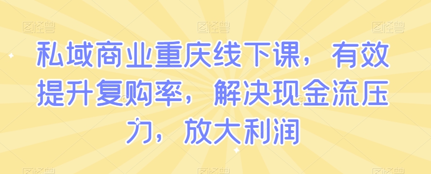 私域商业重庆线下课，有效提升复购率，解决现金流压力，放大利润-晟哥学社资源库