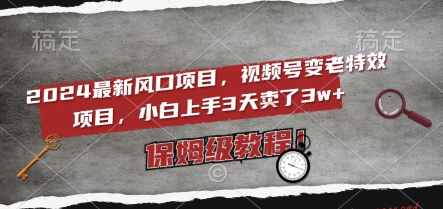 2024最新风口项目，视频号变老特效项目，电脑小白上手3天卖了3w+，保姆级教程【揭秘】-晟哥学社资源库