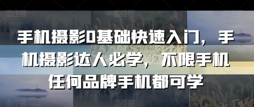 手机摄影0基础快速入门，手机摄影达人必学，不限手机任何品牌手机都可学-晟哥学社资源库