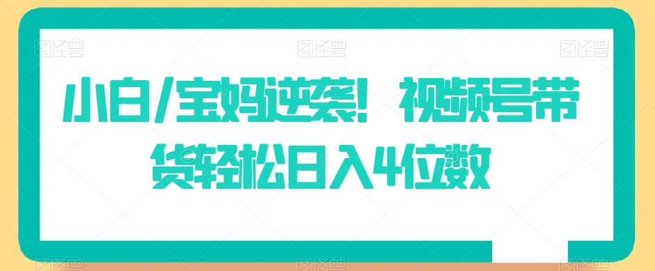 小白/宝妈逆袭！视频号带货轻松日入4位数【揭秘】-晟哥学社资源库